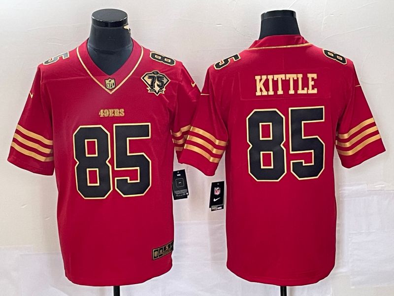 Men San Francisco 49ers 85 Kittle Red Gold 75th Nike Vapor Limited NFL Jersey